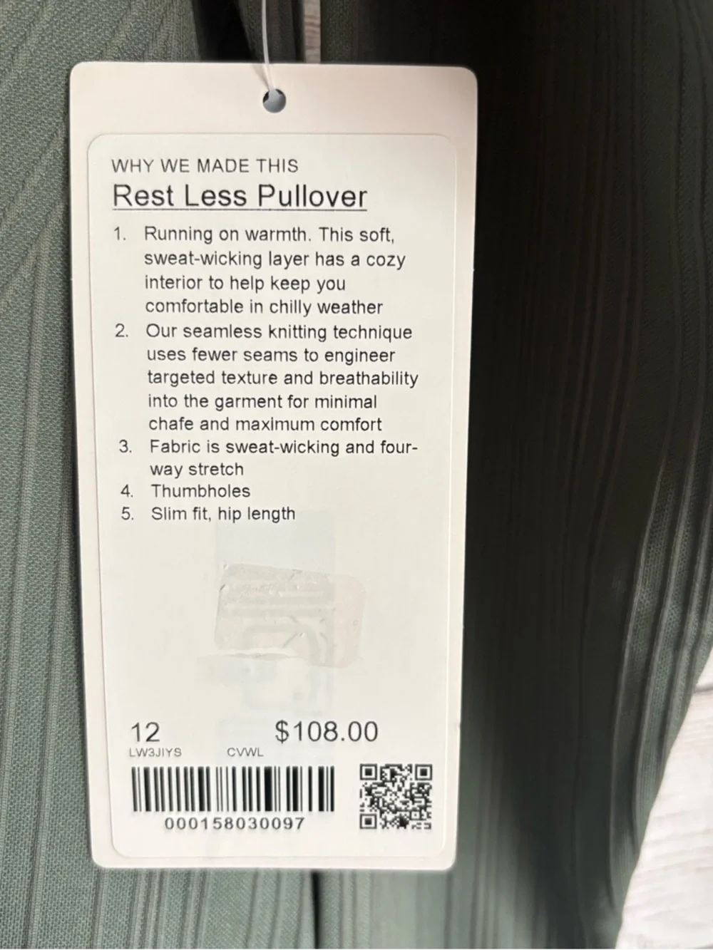 LULULEMON Ribbed Rest Less Pullover Size 12 NWT - Picture 5 of 5